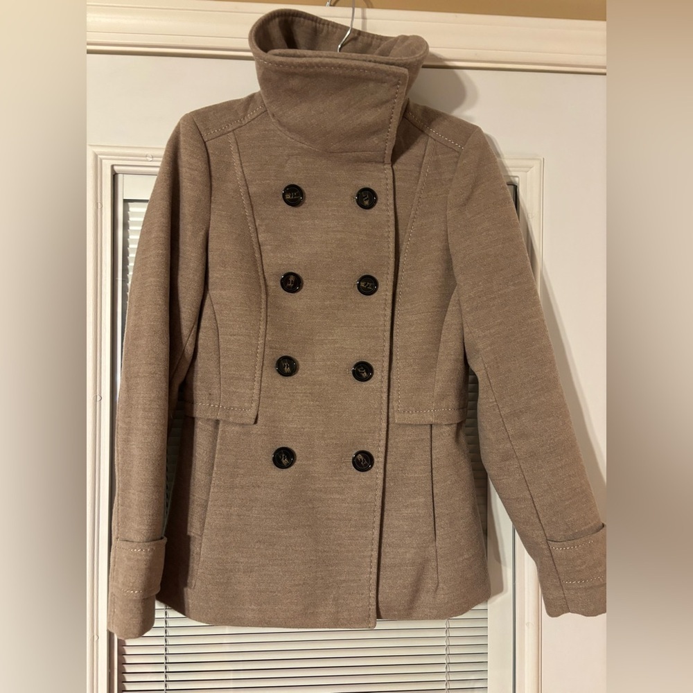 H&M Double-Breasted Taupe Peacoat